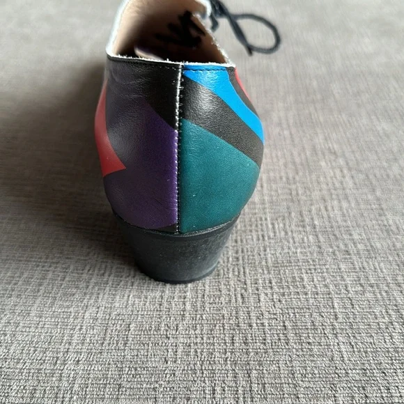 Handmade Colorful leather Lace-up Oxfords, size 39 - Picture 10 of 12